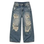 Y2K style low rise wide leg baggy jeans women custom streetwear denim supplier