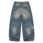 Y2K low waist baggy jeans women whiskering effect washed denim custom production