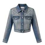 Y2K style crystal rhinestone bling denim jacket women custom design manufacturer