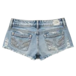 Bleached wash Y2K style women's cutoff denim shorts low rise silhouette custom manufacturer